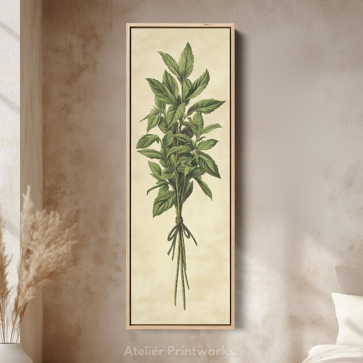 Kitchen Wall Art Long Vertical Framed Canvas Decor Mint - V0190