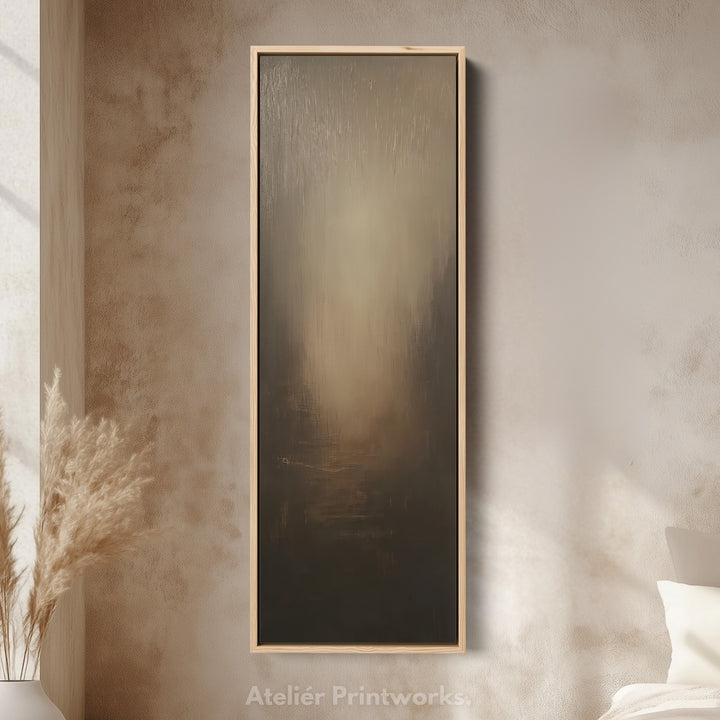 Abstract Dark Beige Long Vertical Tall Wall Art Large Framed Canvas - V0196