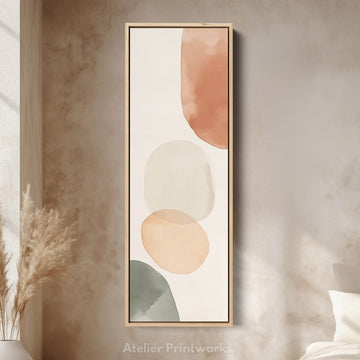 Vertical Beige Abstract Long Framed Canvas Decor - Atelier Printworks