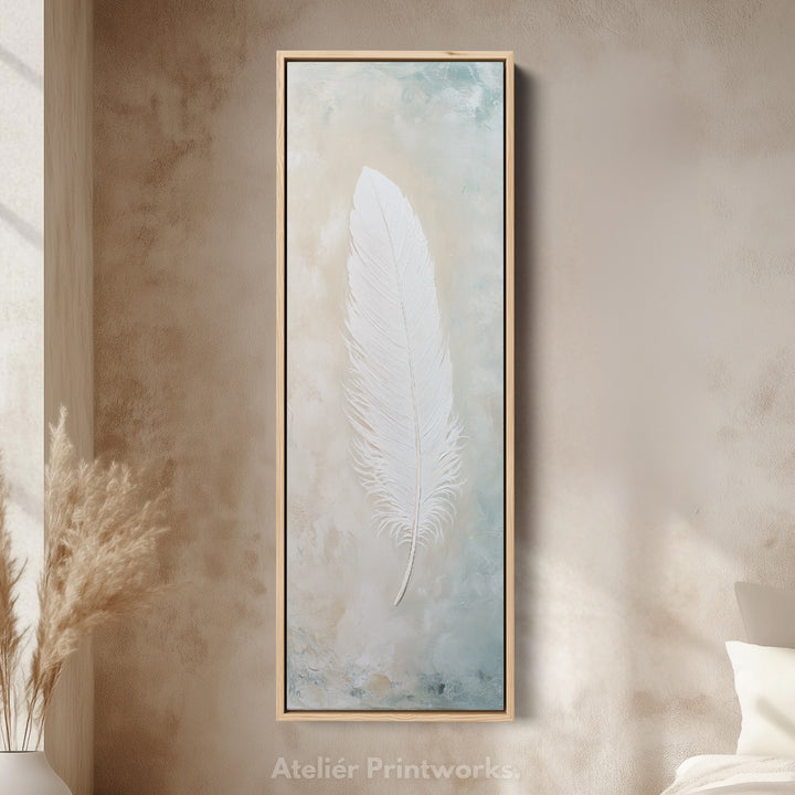 Hall Way Feather Large Vertical Long Skinny Wall Art - V0216