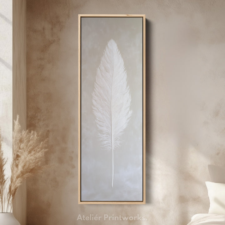 Vertical Wall Art White Feather Bedroom Wall Art - V0244