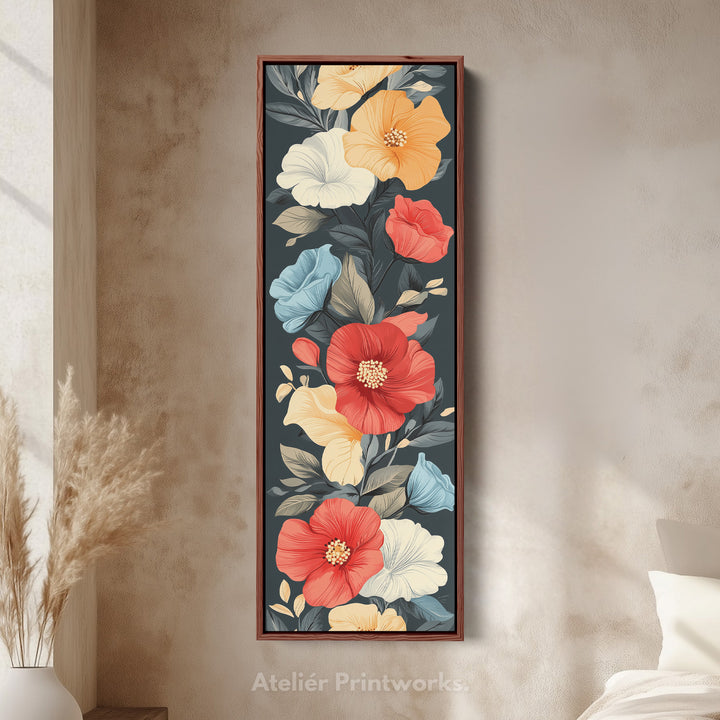 Red & Yellow Floral Long Vertical Wall Decor - V0237