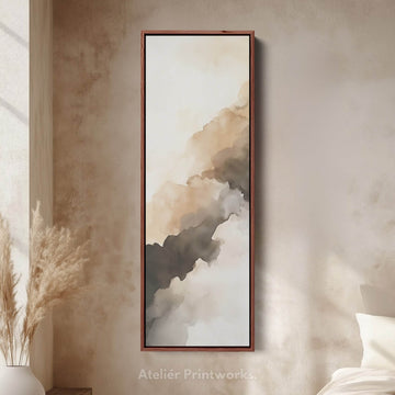Abstract Brown Cloud Vertical Long Wall Decor - Atelier Printworks