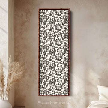 Minimalist Beige & Black Abstract Pattern Vertical Wall Decor - Atelier Printworks