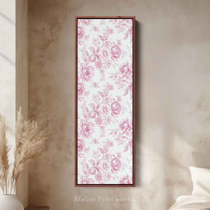 Vertical Floral Long Wall Art Pink Peonies - V0272