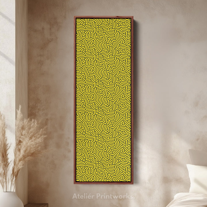 Yellow & Black Organic Pattern Long Vertical Wall Art - V0287