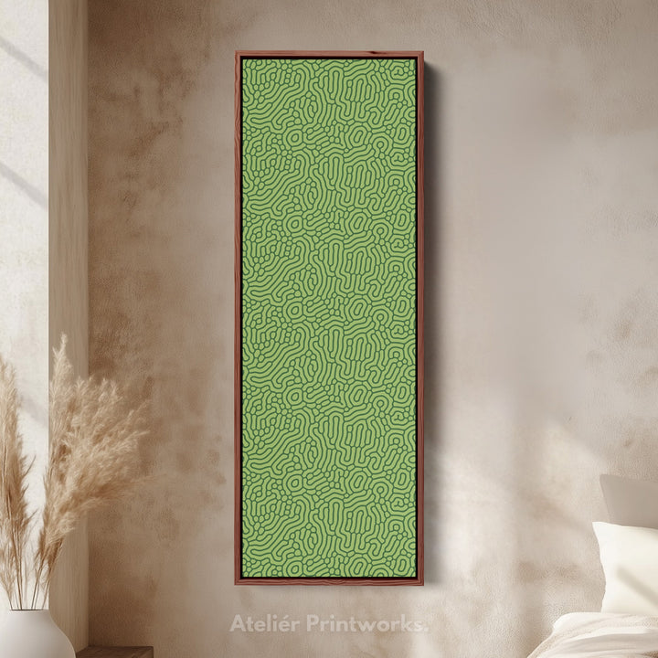 Dark & Light Green Wriggly Vertical Narrow Wall Art - V0292