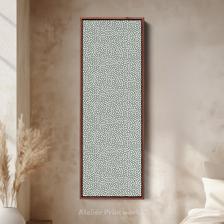 Green & White Wriggly Vertical Narrow Wall Art - V0294