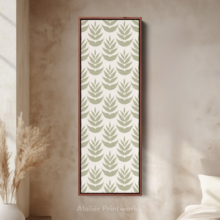Long Tall Narrow Wall Art Boho Green Leaves - V0300