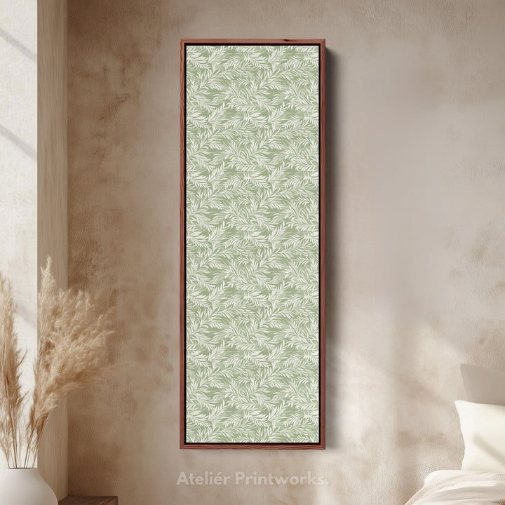 Long Cottagecore Vertical Wall Art Green Botanical Large Framed Canvas - V0321