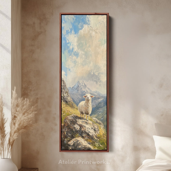 Sheep Picture Vertical Wall Art Canvas Skinny Artwork - V0022