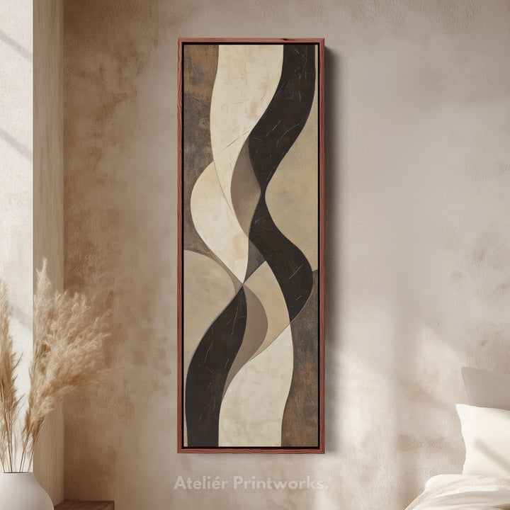 Minimalist Abstract Curves and Textures Long Vertical Wall Art - V0023