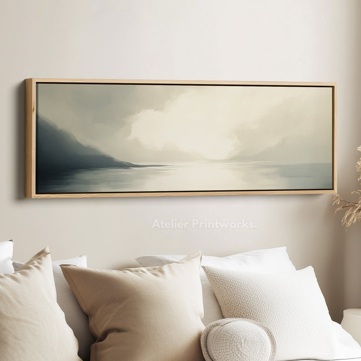 Misty Lake Lange Smalle Abstracte Horizontale Muurdecoratie