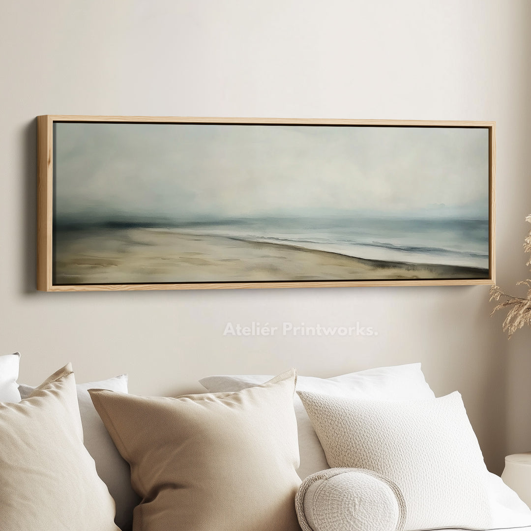 Abstract strand zeegezicht lange horizontale wanddecoratie