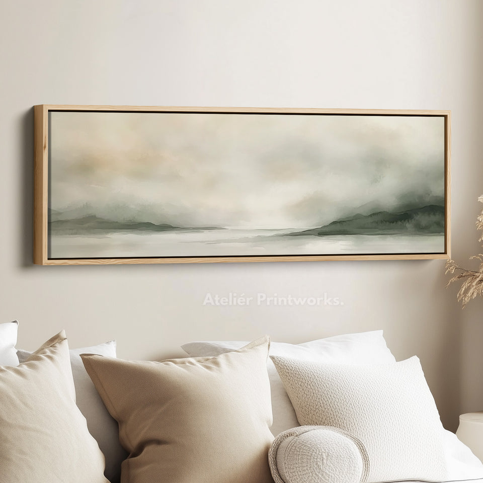 Peinture à l'aquarelle, grand format panoramique, tableau sur toile, art mural.