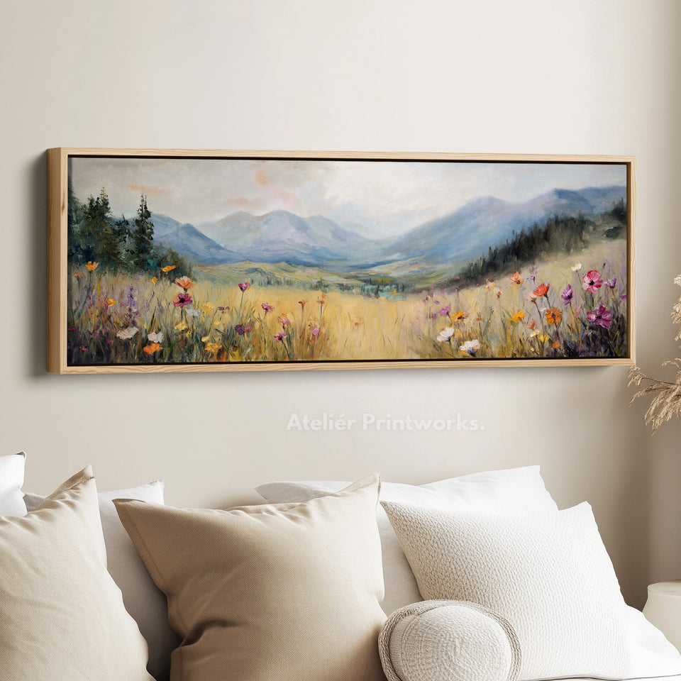 Wild Meadow Long Narrow Horizontal Framed Canvas Wall Art