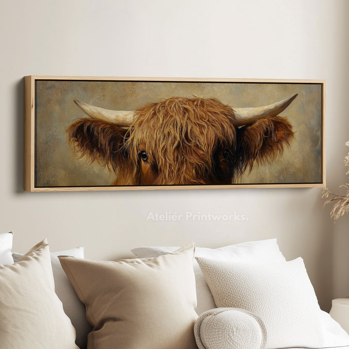 Hooglandkoe Afbeelding Panoramische Canvasafdrukken Lange Smalle Muurdecoratie