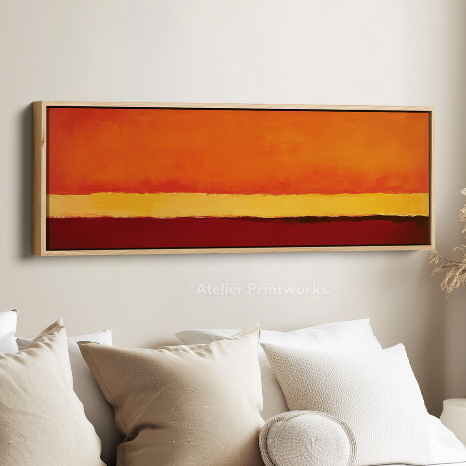 Minimalist Abstract Orange Large Canvas Decor Horizontal Long Wall Art