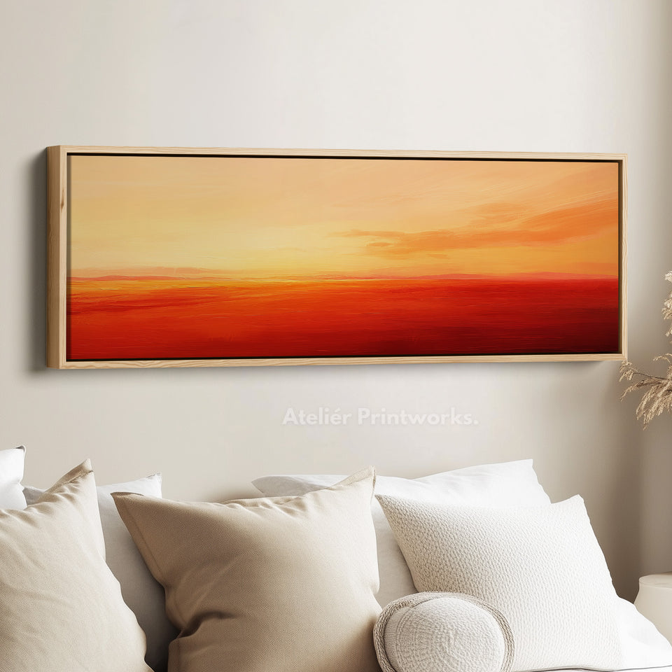 Large Canvas Decor Horizontal Long Wall Art Minimalist Abstract Orange