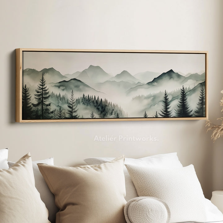 Bergen Lange Smalle Horizontale Wanddecoratie Grote Abstracte Canvas