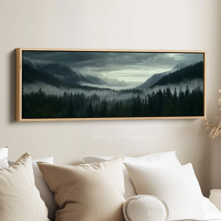 Bergbos Grote Horizontale Ingelijste Canvas Muurdecoratie