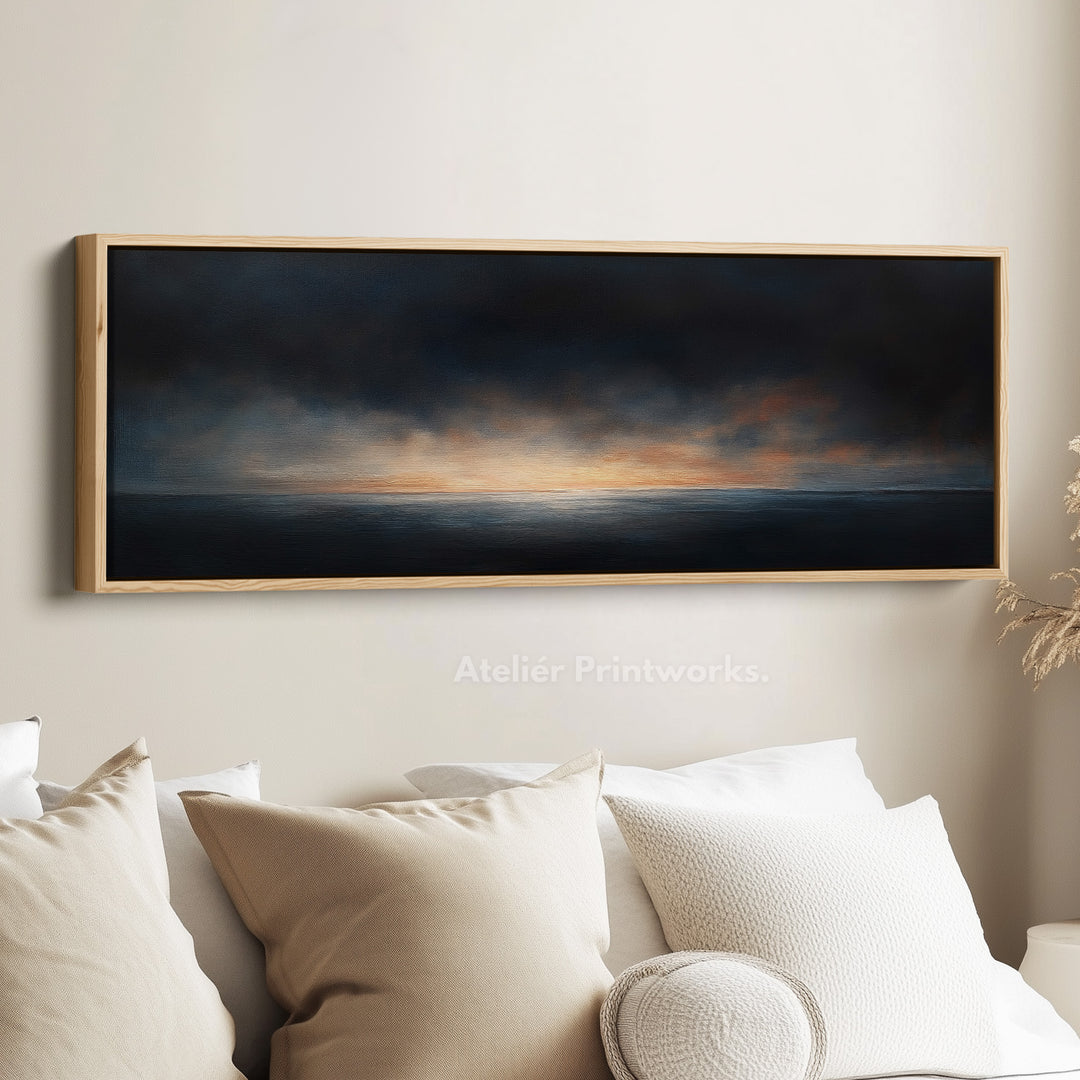 Moody Abstract Zonsondergang Lange Horizontale Muurkunst