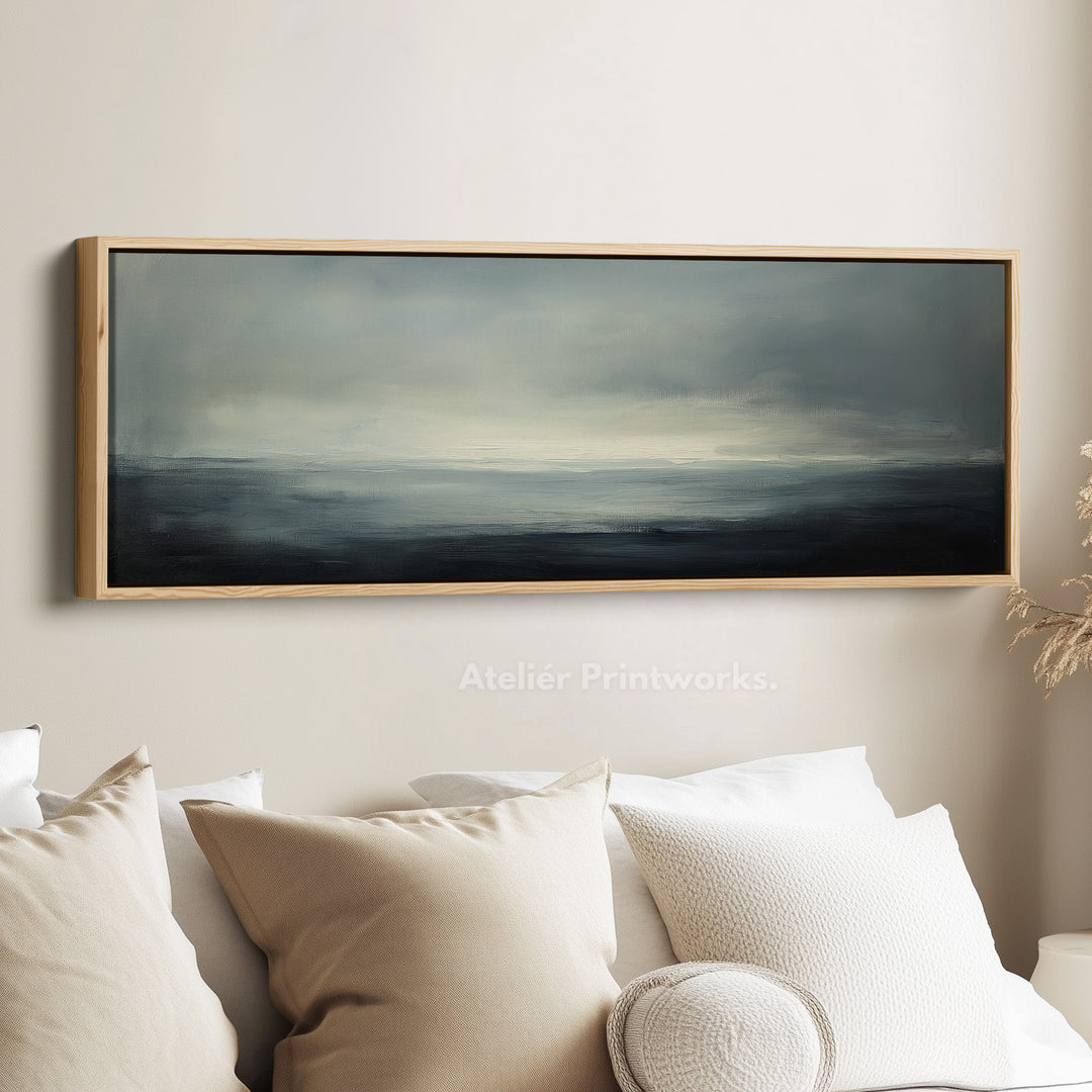 Mistige Abstracte Zonsondergang Smalle Horizontale Wanddecoratie