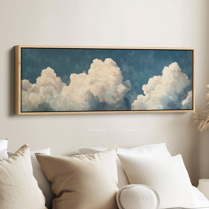 Boven Bed Cloud Muurdecoratie Lange Panoramische Muurkunst