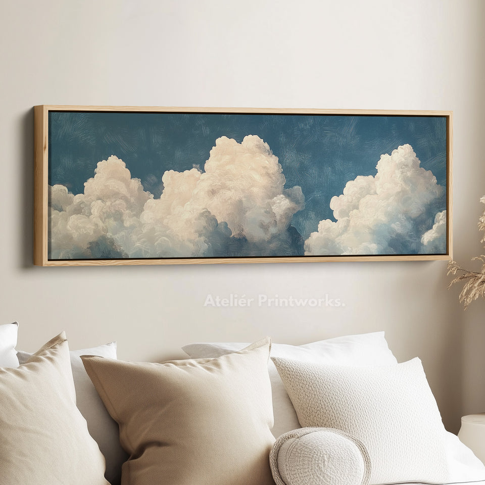Above Bed Cloud Wall Decor Long Panoramic Wall Art