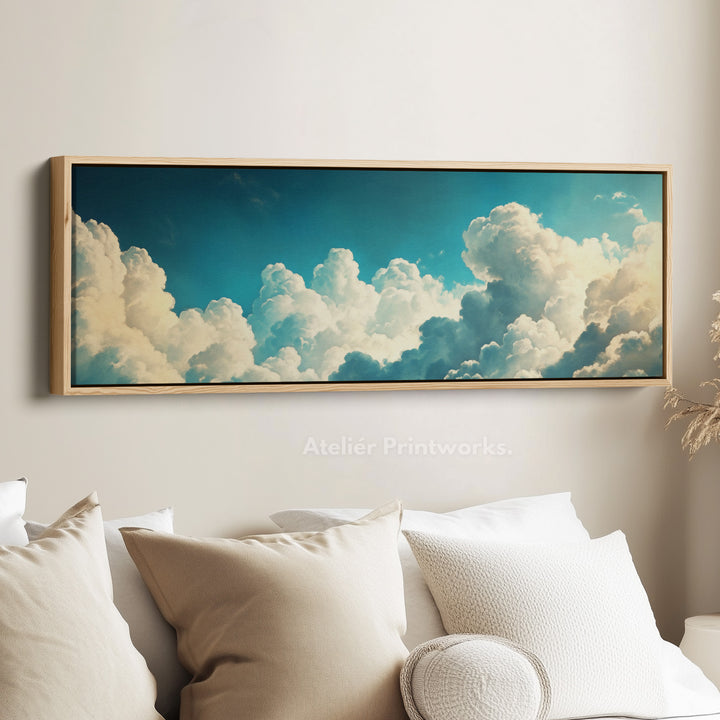 Boven Bed Cloud Wanddecoratie Panoramisch Smal Canvas