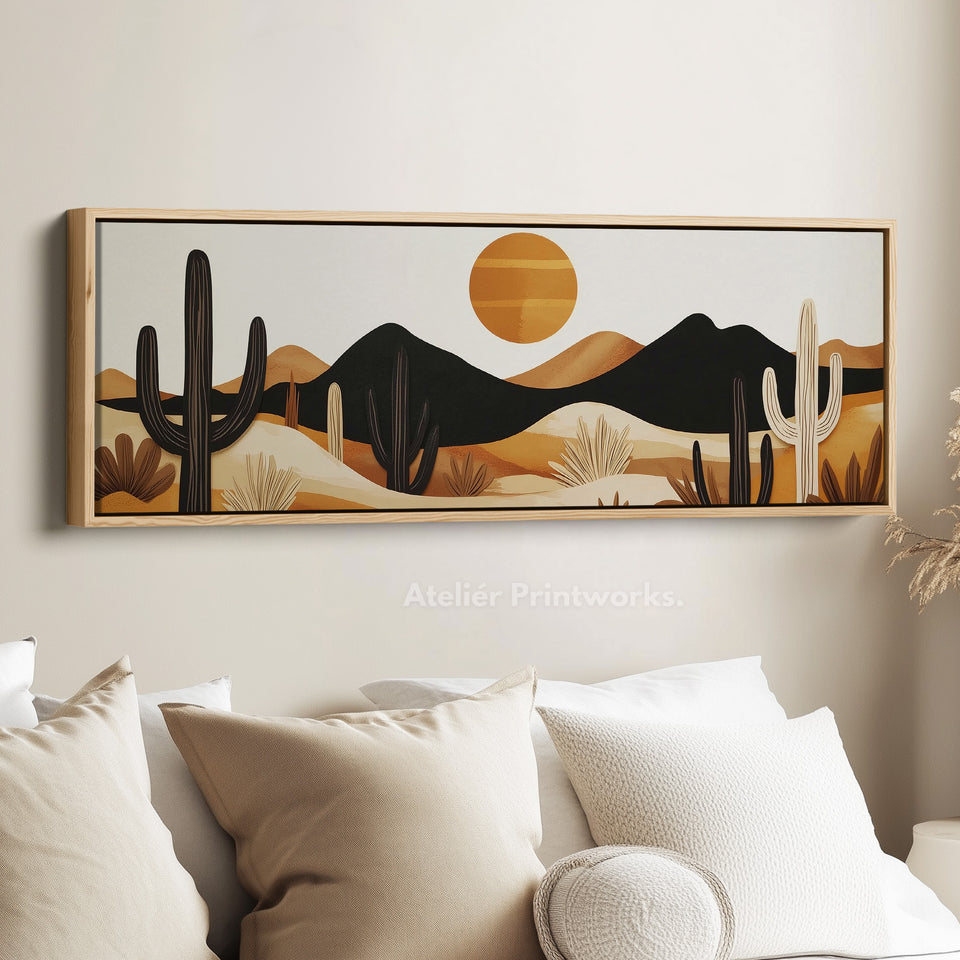 Kaktusberge Wanddekoration Panoramale Schmale Leinwand
