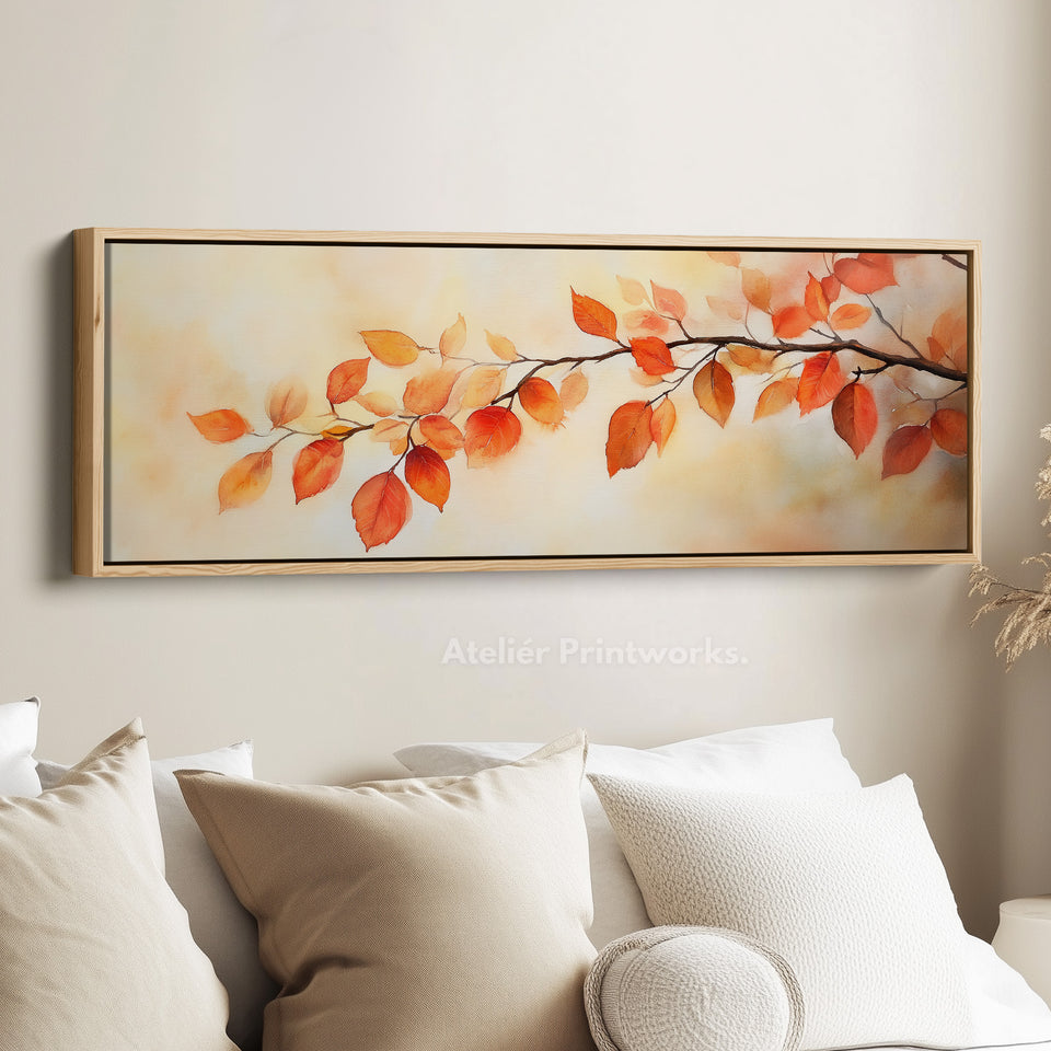 Feuilles d'automne Toile murale horizontale longue encadrée