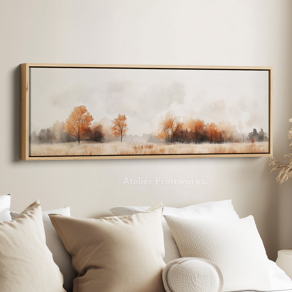 Muted Autumnal Forest Long Horizontal Skinny Wall Art