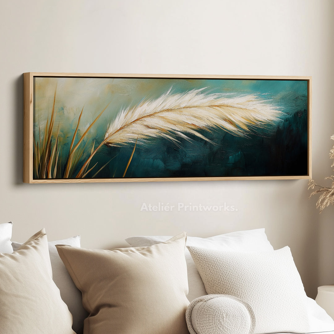 Gras Boven Bed Muurdecoratie Lange Horizontale Muurdecoratie