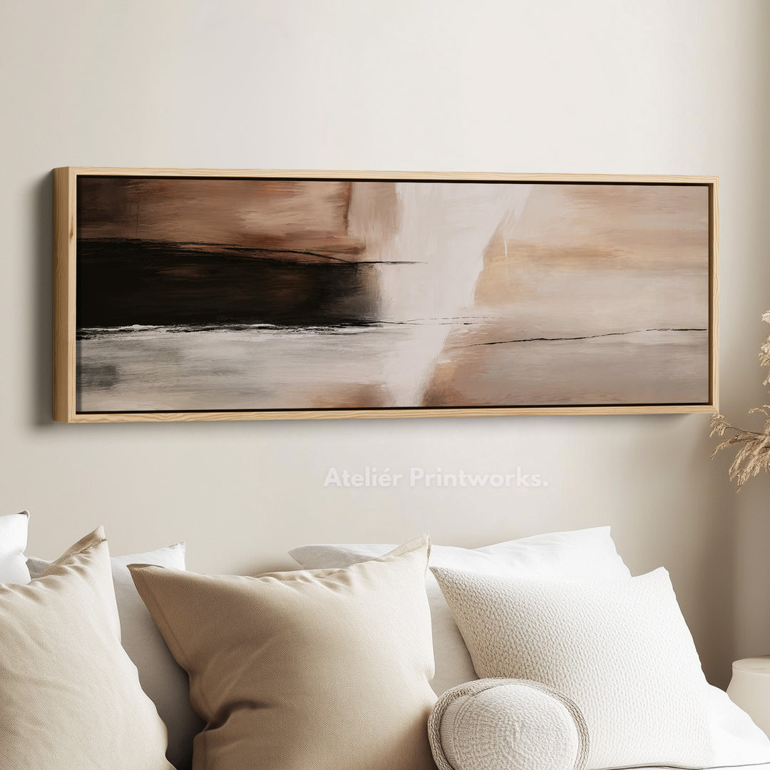 Above Bed Neutral Abstract Taupe Beige Canvas Wall Art