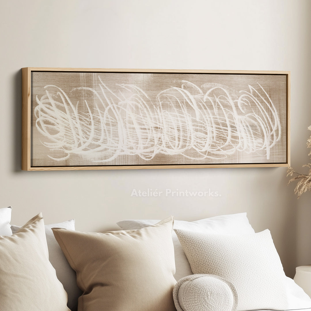 Abstracte witte panoramische grote ingelijste wanddecoratie