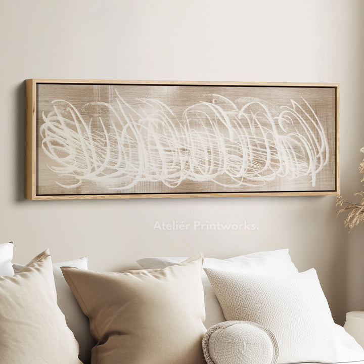 Abstracte witte panoramische grote ingelijste wanddecoratie