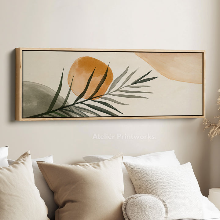 Beige & groene botanische panoramische grote ingelijste wanddecoratie