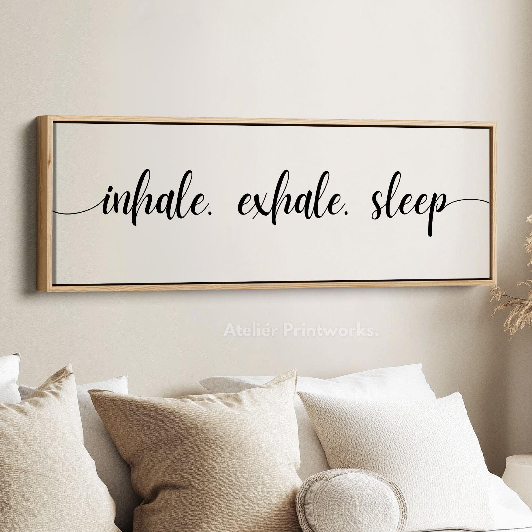 Large Above Bed Wall Decor Panoramic Art 'Inhale Exhale Sleep ...
