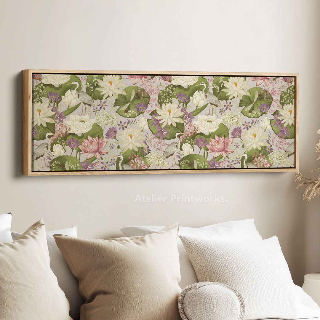 Horizontal Watercolour Iris Flower Botanical Canvas Wall Art