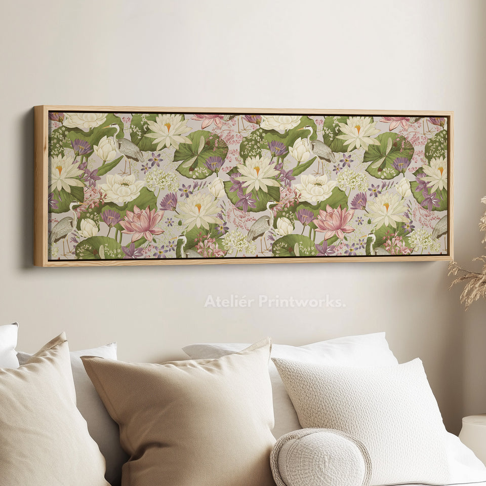 Horizontal Watercolour Iris Flower Botanical Canvas Wall Art