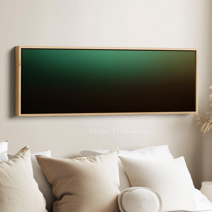 Horizontal Wall Art Green Gradient Long Canvas Modern Above Bed Art Living Room Decor