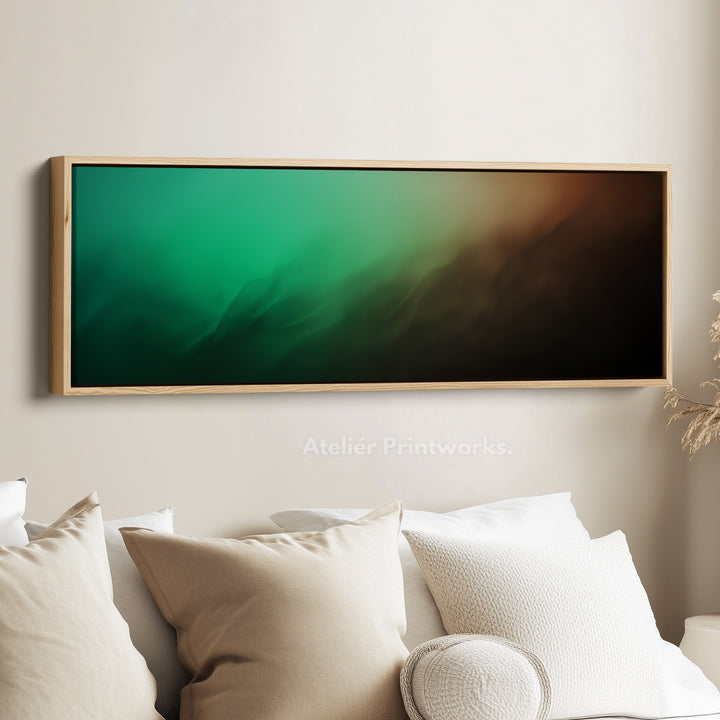Long Canvas Wide Green Brown Abstract Gradient Horizontal Wall Art for Living Room and Bedroom