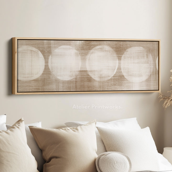 Long Canvas Neutral Circles Wide Horizontal Wall Art For Modern Living Room