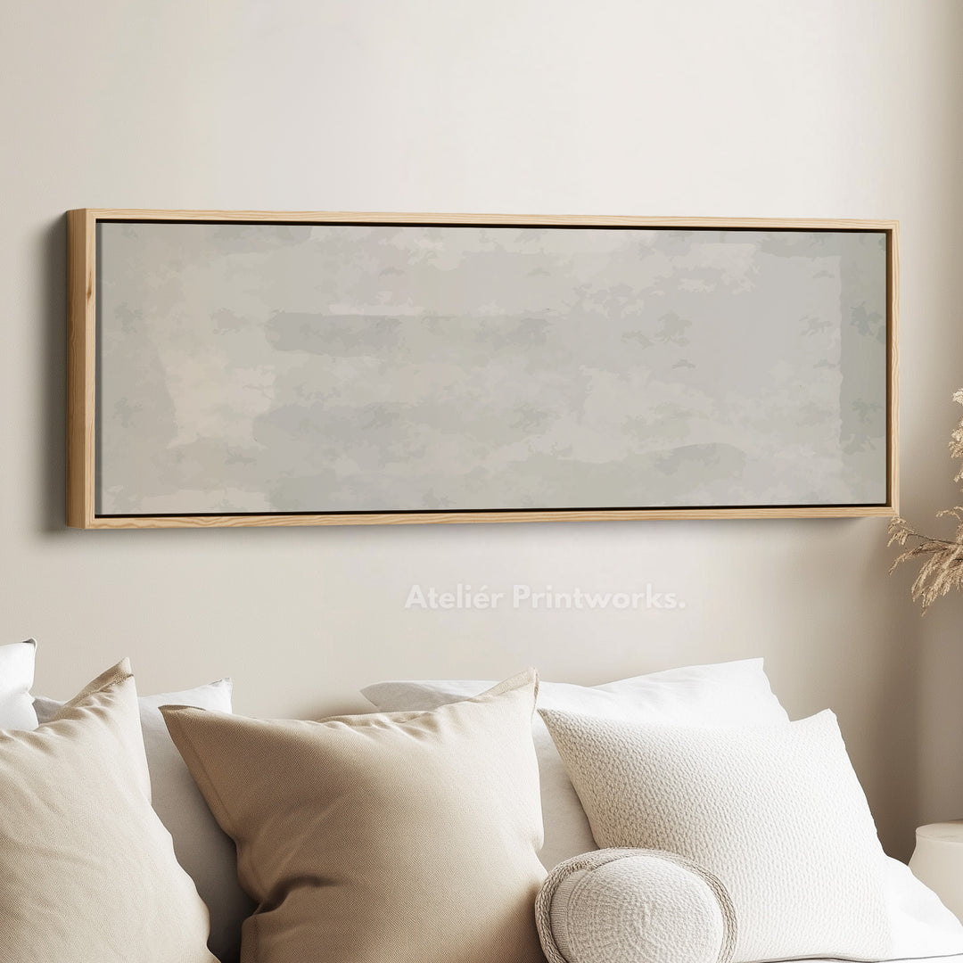 Neutral Grey Wide Wall Art Long Canvas Modern Minimalist Above Bed Decor