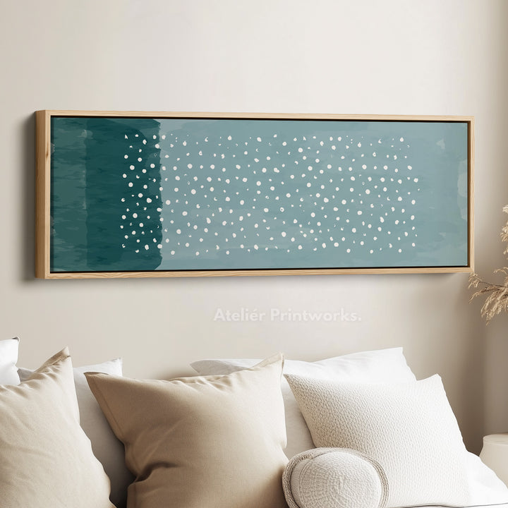 Horizontal Wall Art Soft Blue Dotted Pattern For Bathroom Or Bedroom