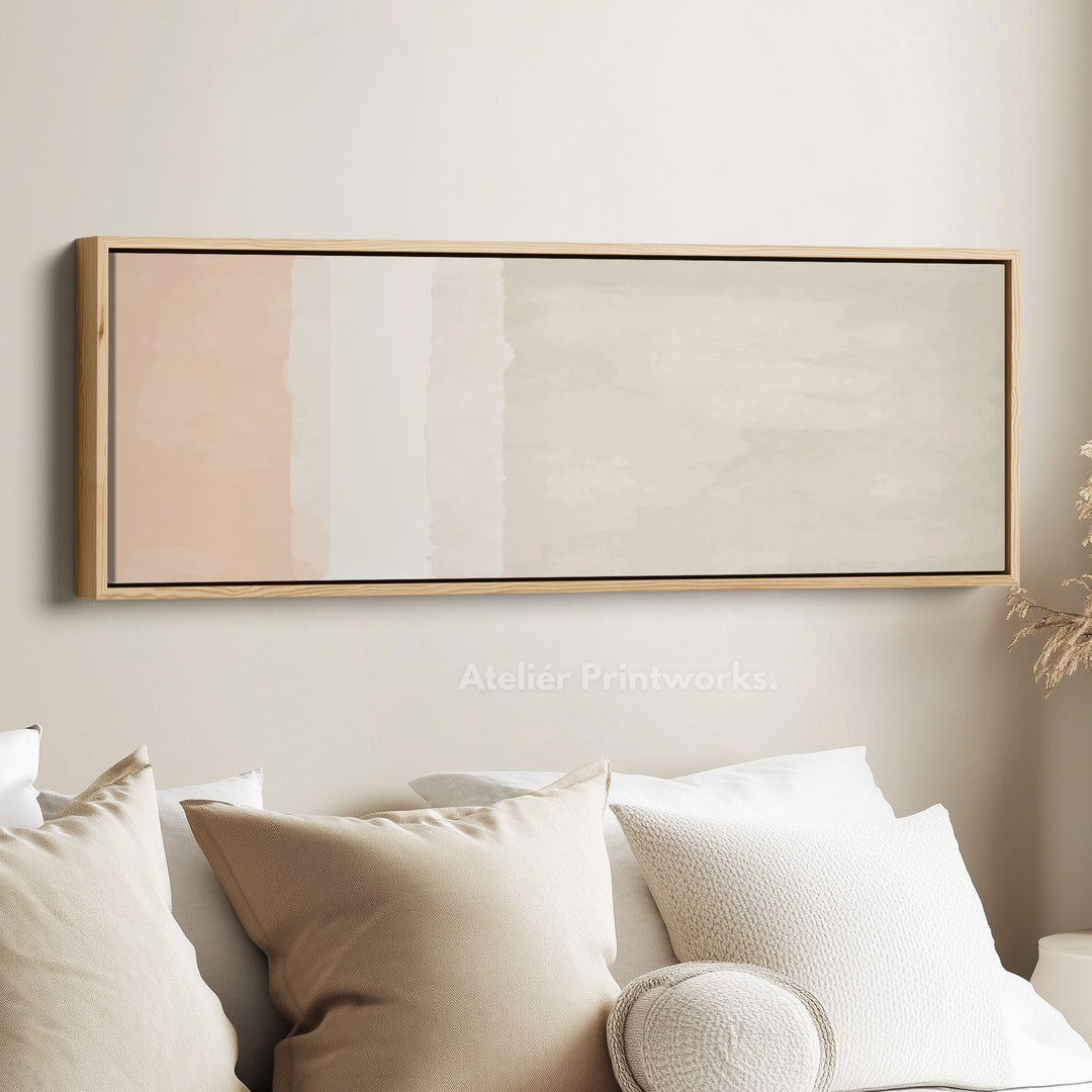 Horizontal Wall Art Light Beige And Cream Minimal Wall Decor For Hallway