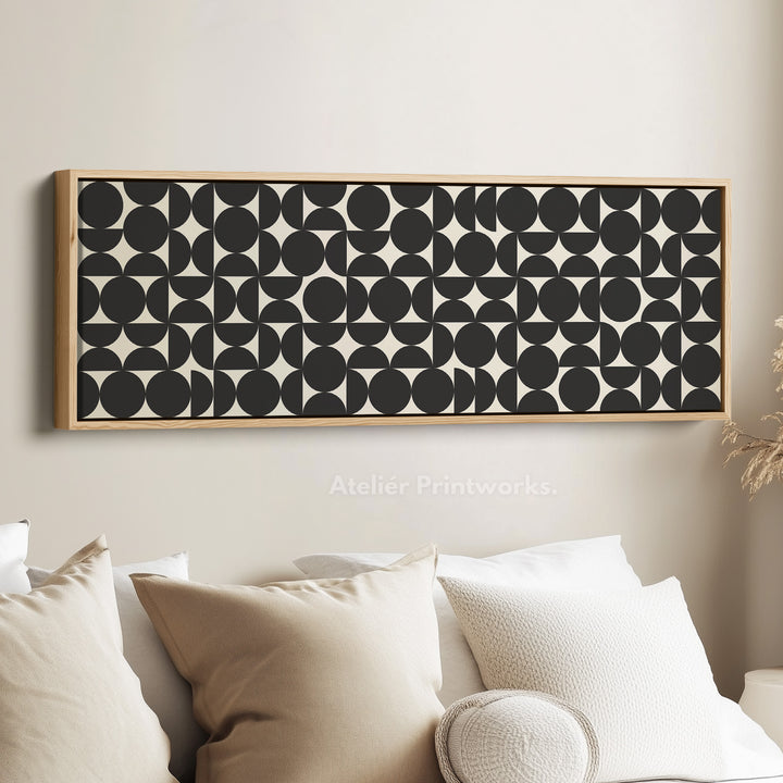 Wide Wall Art Modern Black And White Circle Pattern For Minimalist Interiors