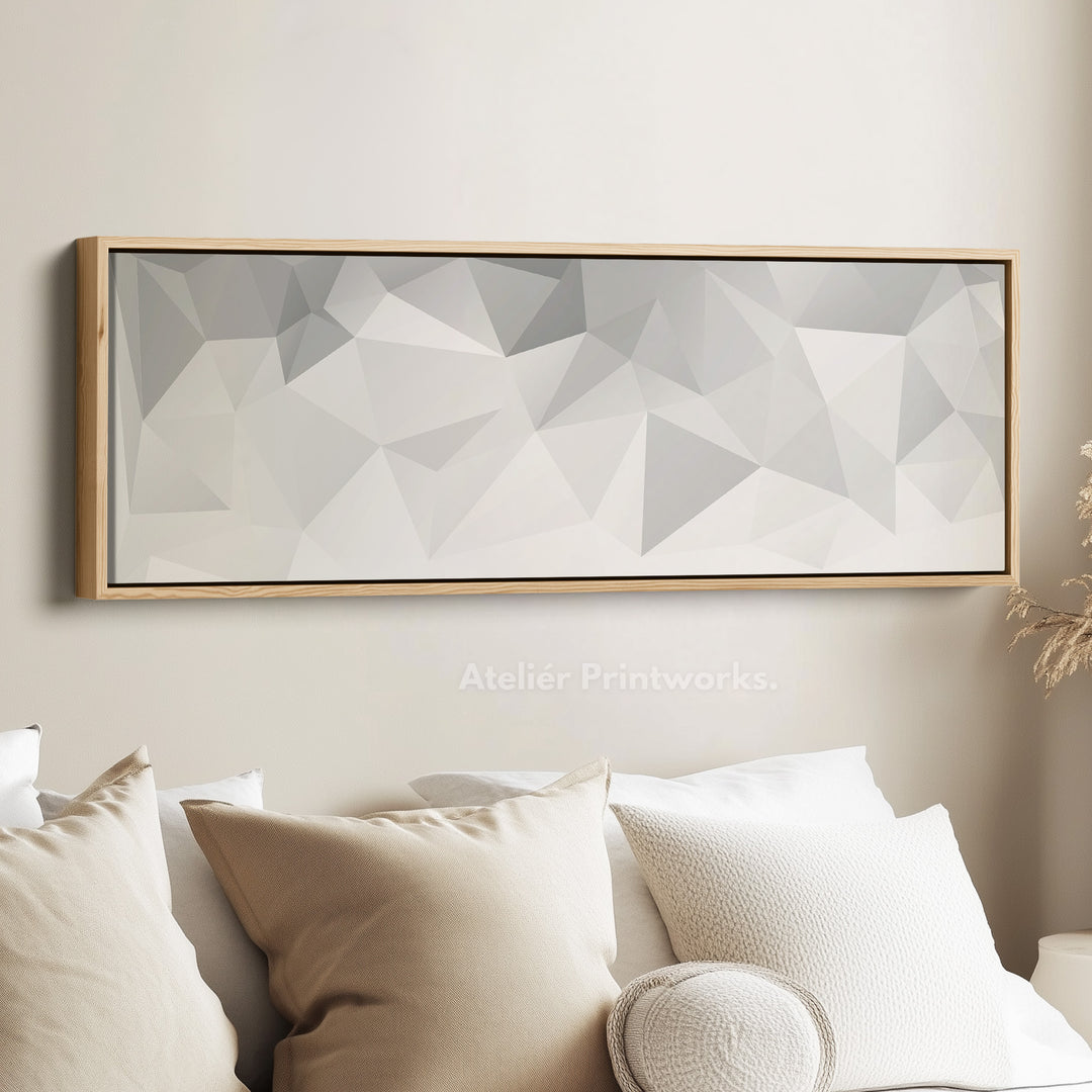 Wide Panoramic Wall Art Grey White Minimalist Long Canvas
