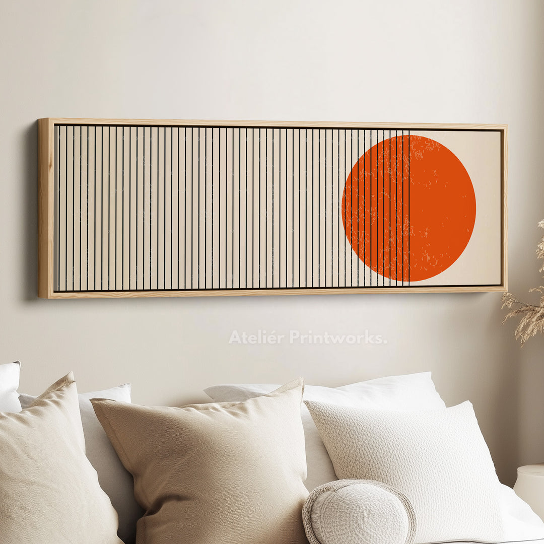 Narrow Wall Decor Beige Black Orange Above Bed Wall Art